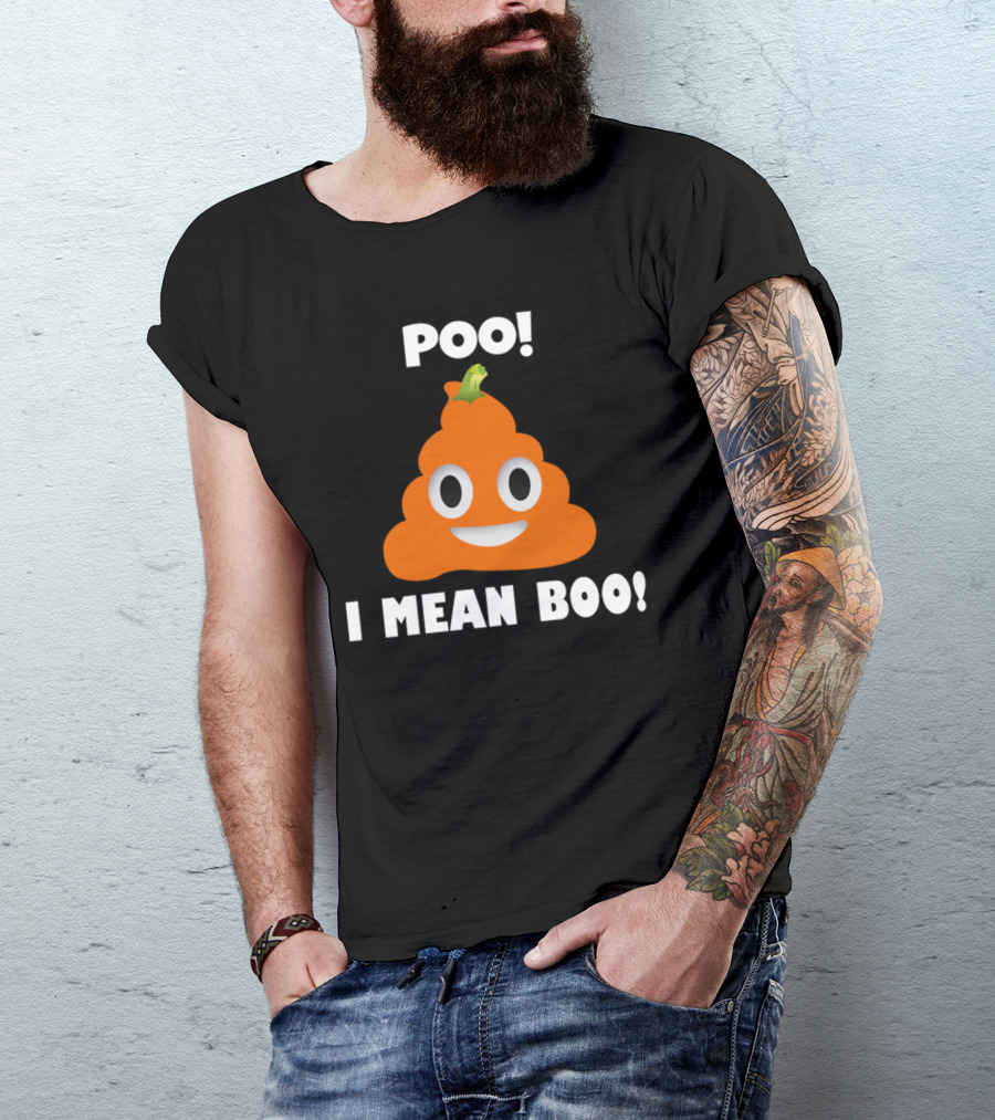 Poo I Mean Boo Emoji Pumpkin Halloween Joke T-Shirt
