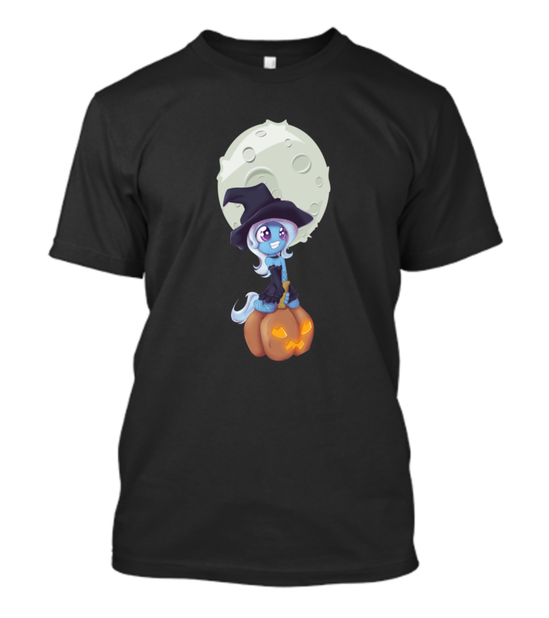 Be My Witch On Pumpkin Cute Witch Sitting On Jack-o'-Lantern Under Full Moon T-Shirt