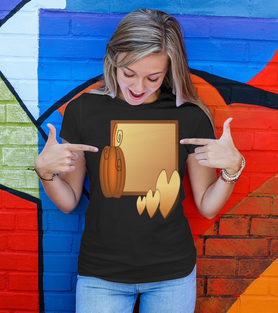 Autumn Harvest Pumpkin And Heart Shapes Banner T-Shirt