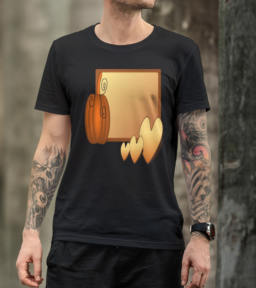 Autumn Harvest Pumpkin And Heart Shapes Banner T-Shirt