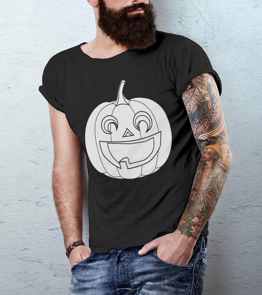 Pumpkin Coloring Page Jack-O'-Lantern Face Outline T-Shirt