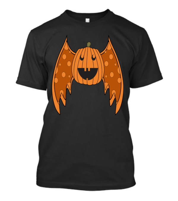 Flying Monster Pumpkin With Bat Wings Halloween T-Shirt
