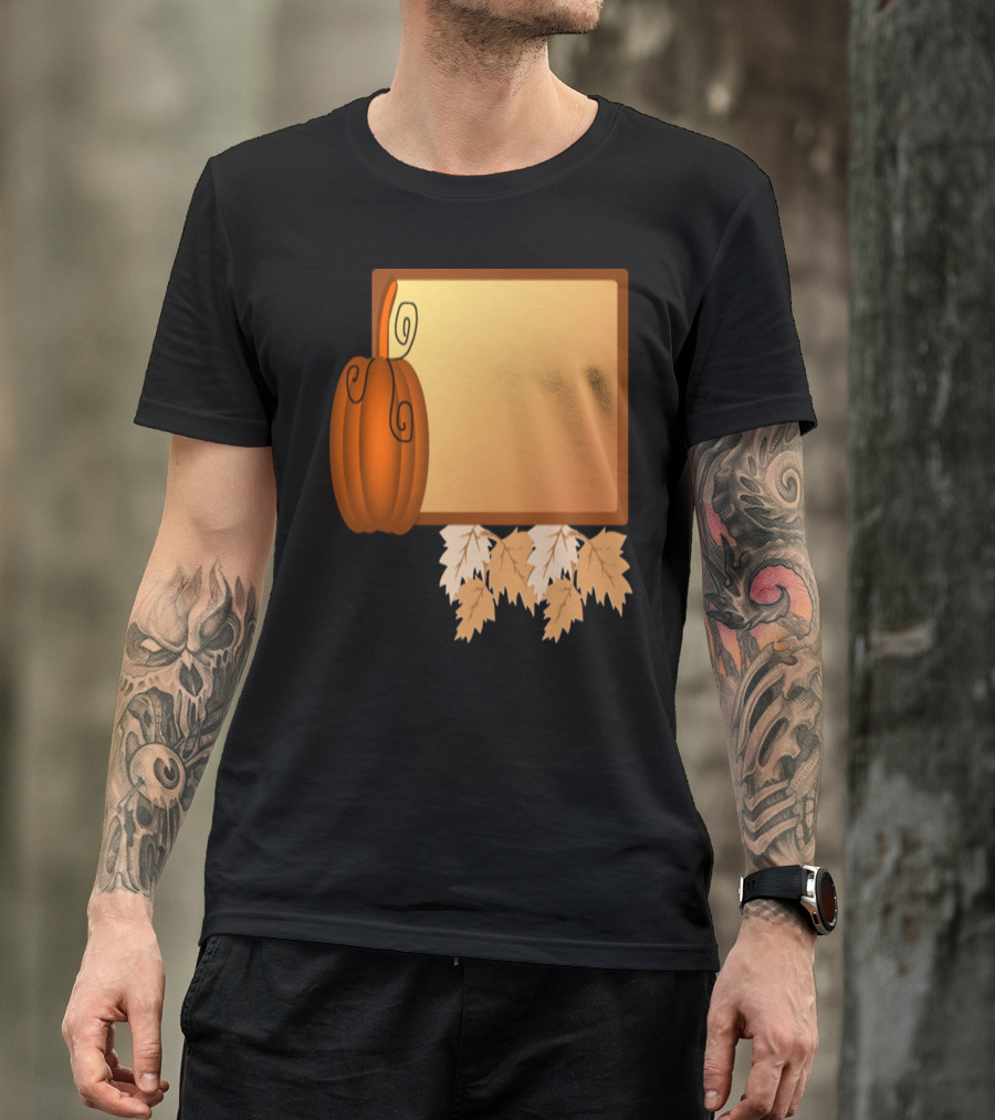 Autumn Pumpkin Frame With Falling Leaves T-Shirt