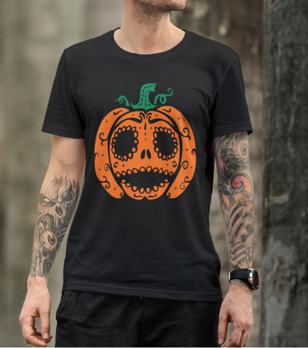 Sugar Skull Pumpkin Halloween Festival T-Shirt
