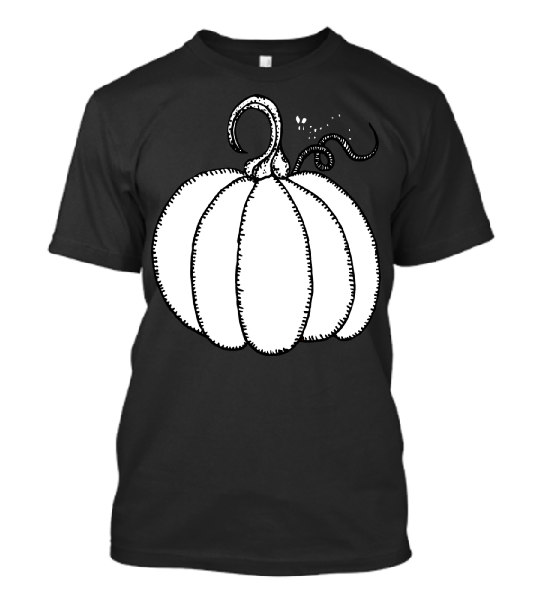 Totetude Black And White Pumpkin Sketch T-Shirt