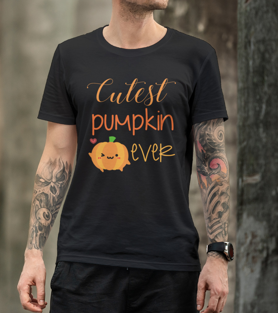 Cutest Pumpkin Ever Kawaii Adorable Orange With Heart And Smile T-Shirt