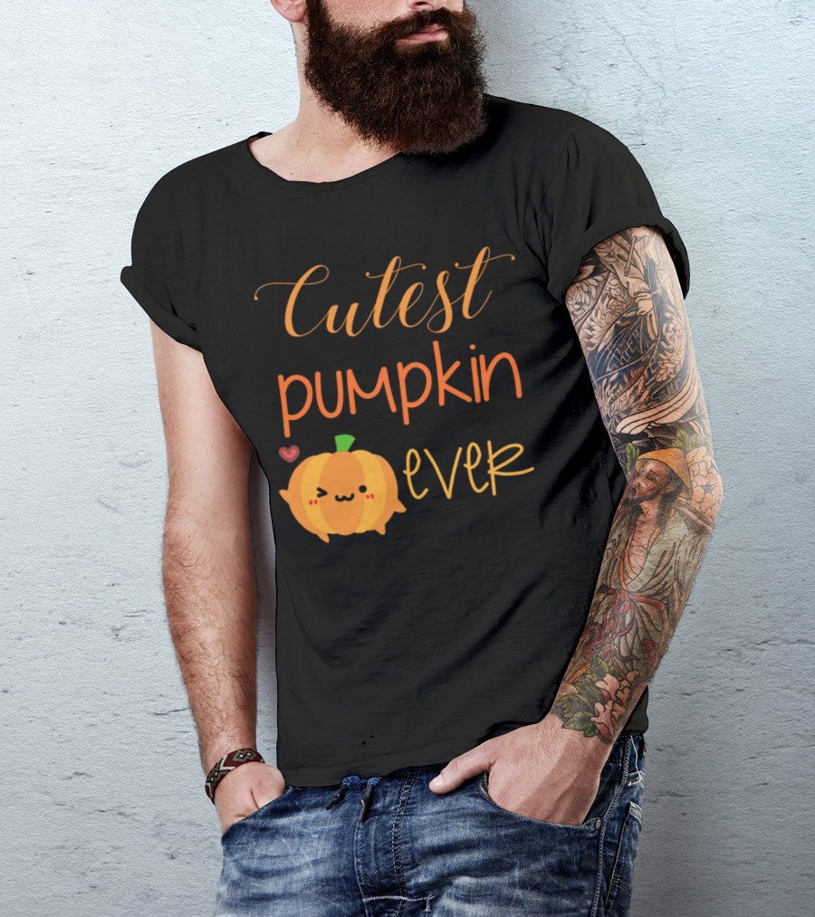 Cutest Pumpkin Ever Kawaii Adorable Orange With Heart And Smile T-Shirt