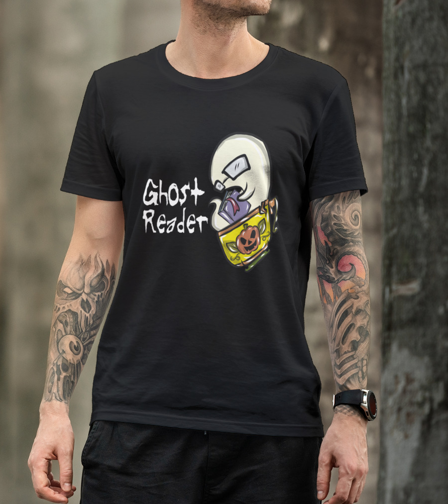 Ghost Reader With Halloween Pumpkin Book T-Shirt