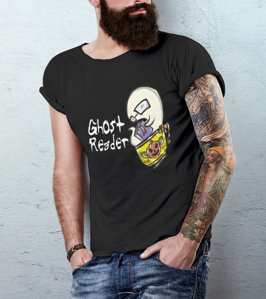 Ghost Reader With Halloween Pumpkin Book T-Shirt