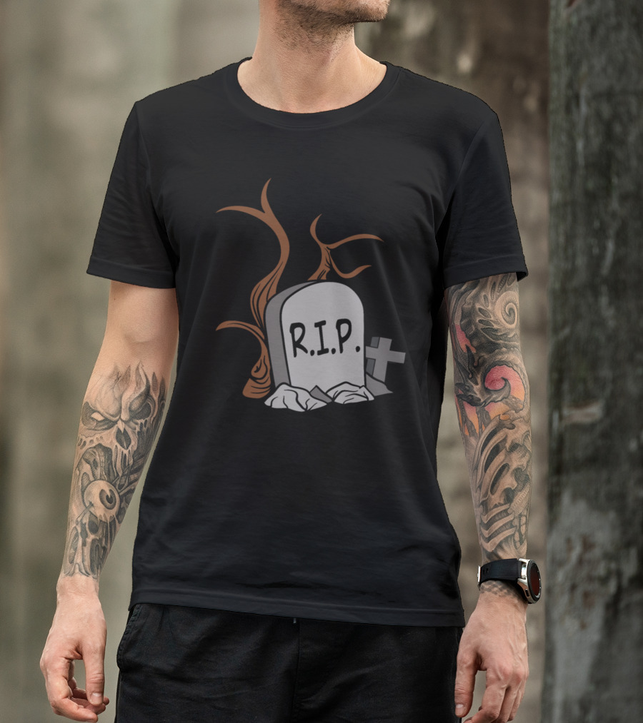 Halloween Horror Monster Zombie Scary R.I.P. Grave Stone T-Shirt