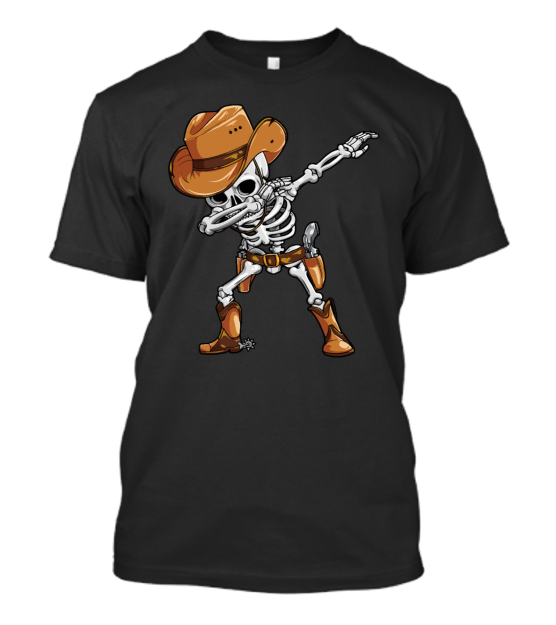 Dabbing Cowboy Skeleton Halloween Western T-Shirt