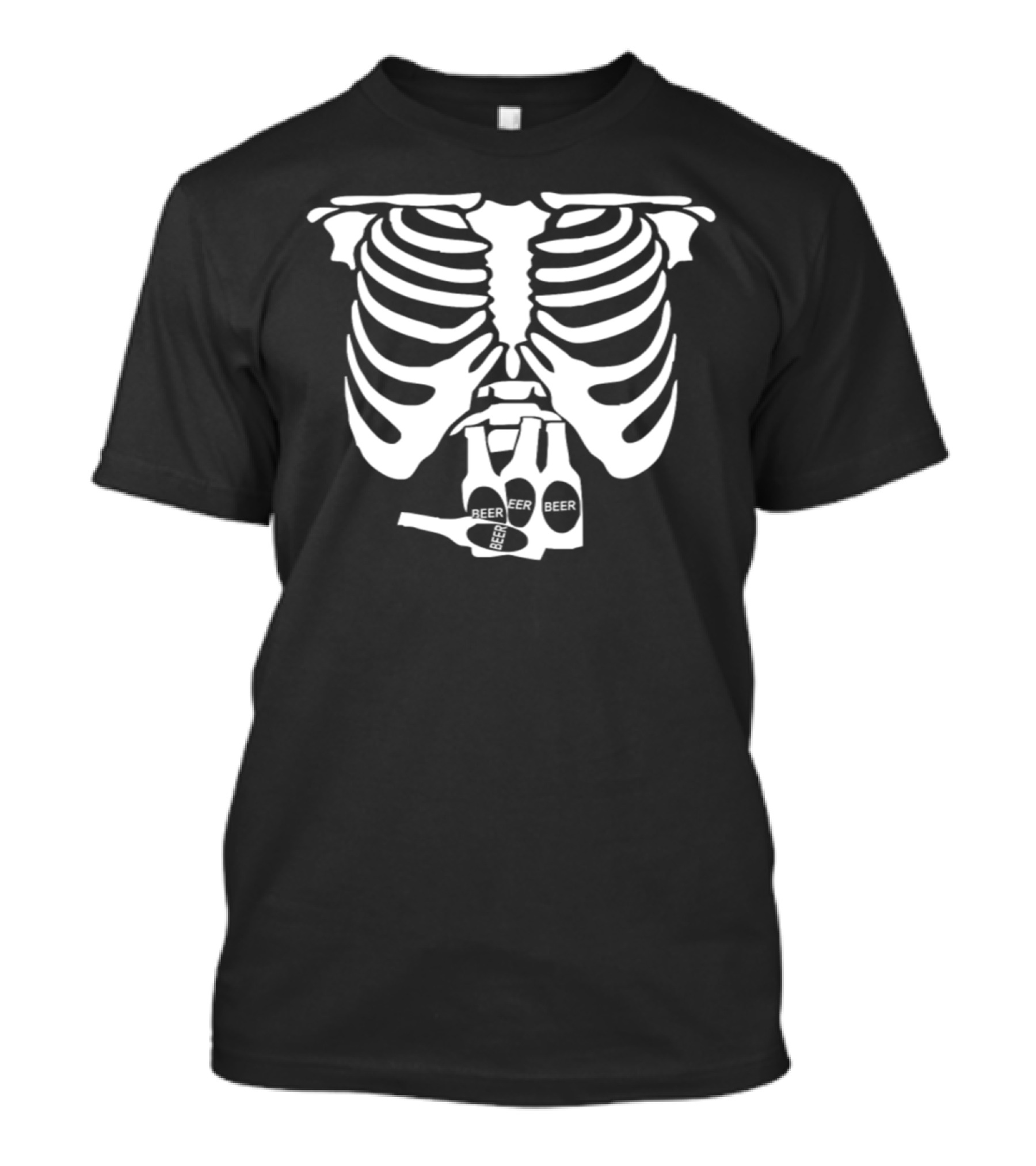 Beer Belly Xray Skeleton Ribs With Beer Bottles T-Shirt