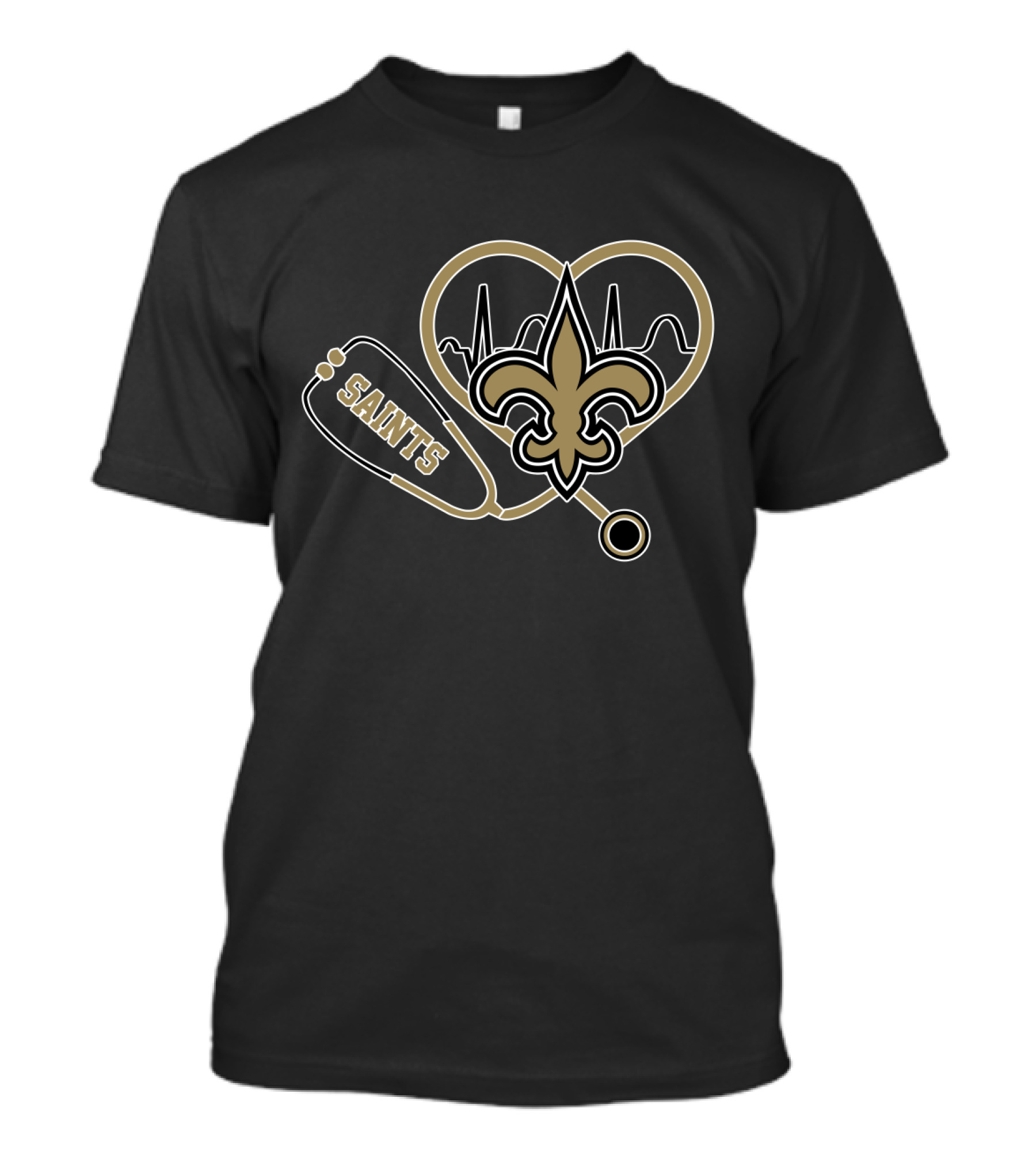 Saints Fleur-de-Lis Heartbeat Stethoscope T-Shirt