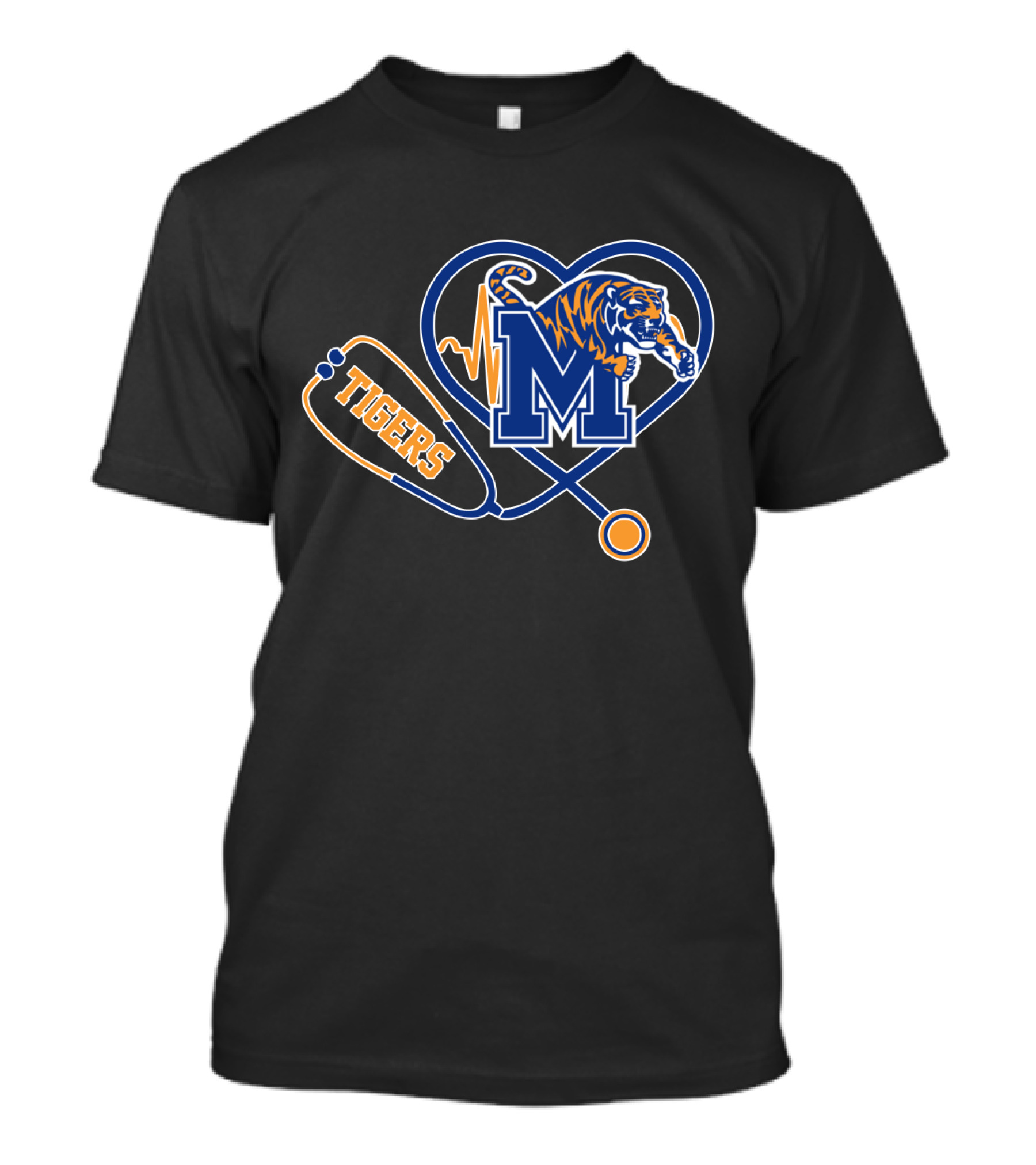 Heart And Stethoscope With Memphis Tigers M T-Shirt