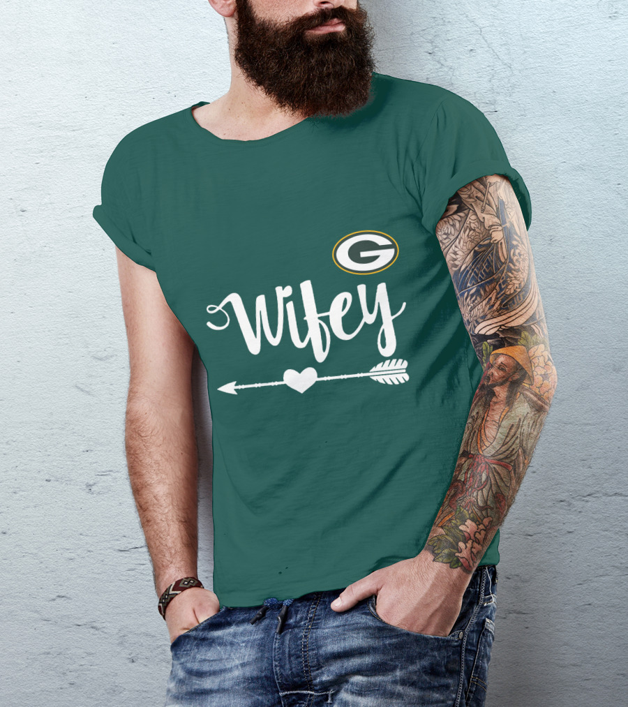 Wifey Green Bay Packers Arrow Heart T-Shirt
