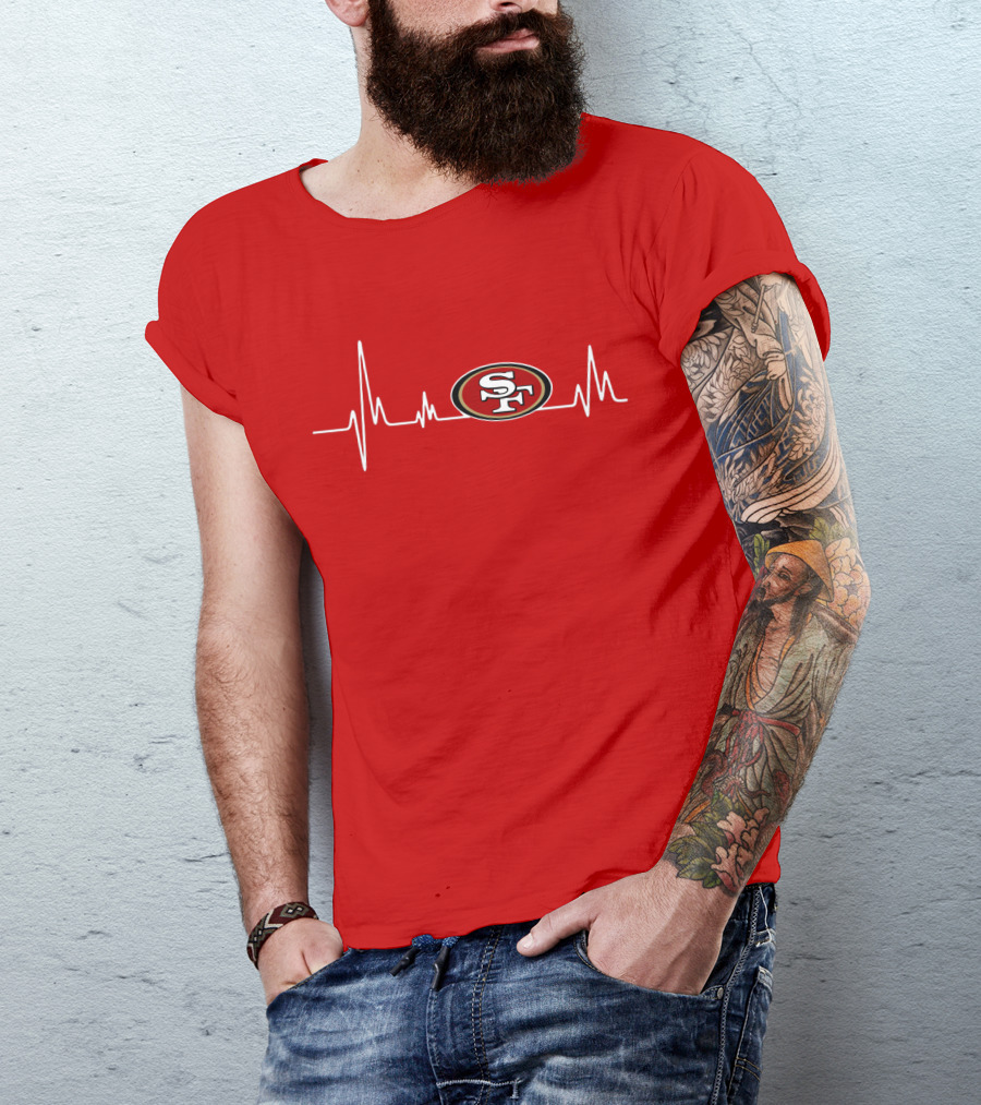 San Francisco 49ers Heartbeat Logo Red T-Shirt