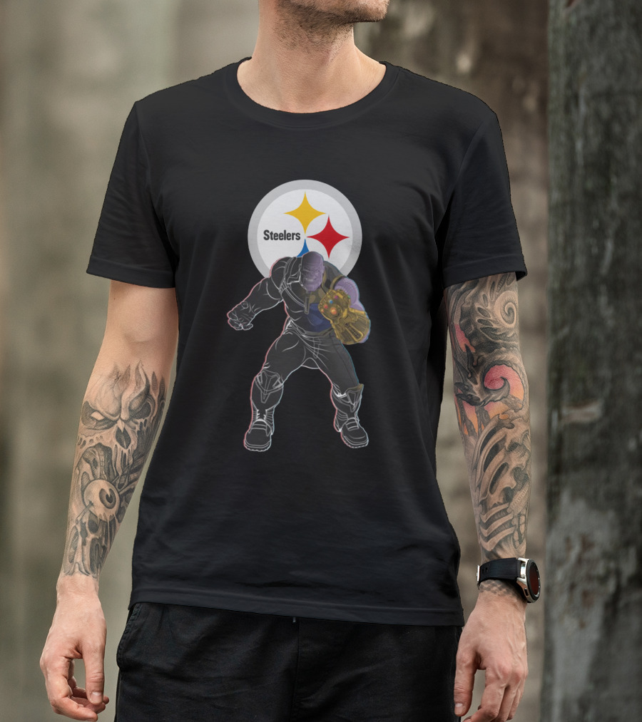 Steelers Nfl Team With Infinity Gauntlet Comic Crossover T-Shirt