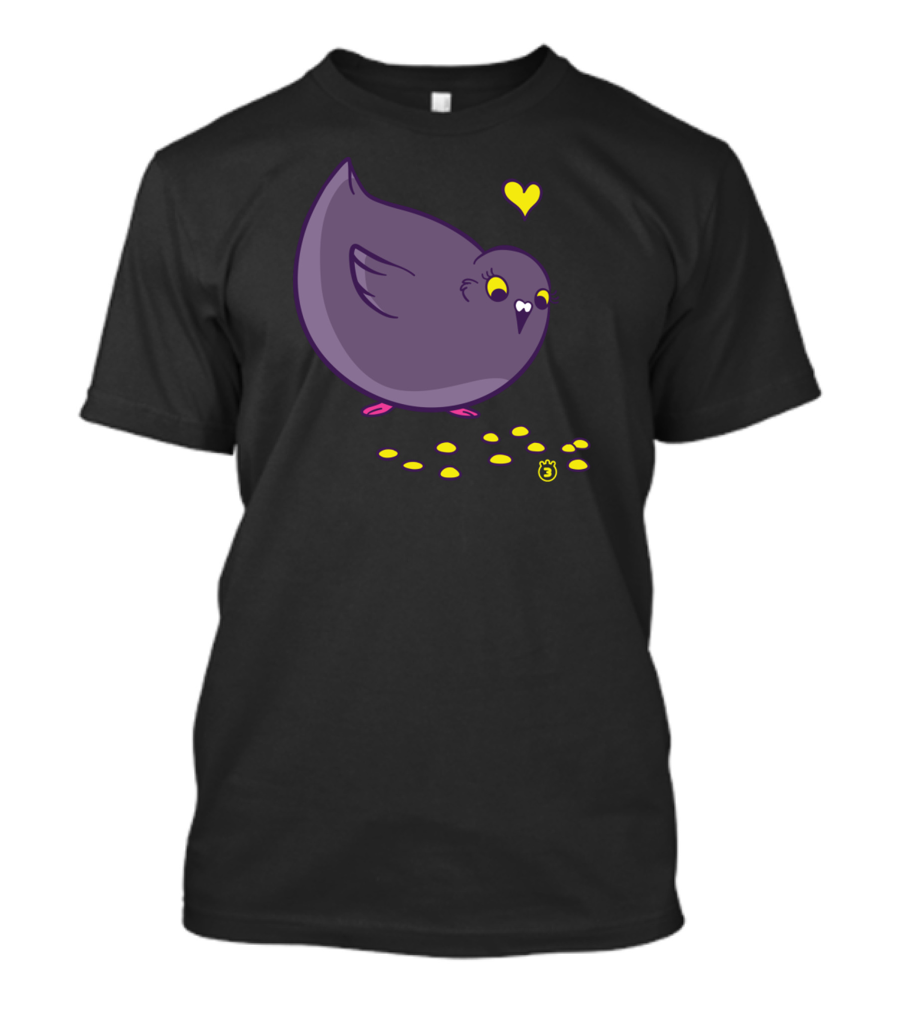 GOGO CORN Cute Purple Bird With Heart And Golden Corn T-Shirt