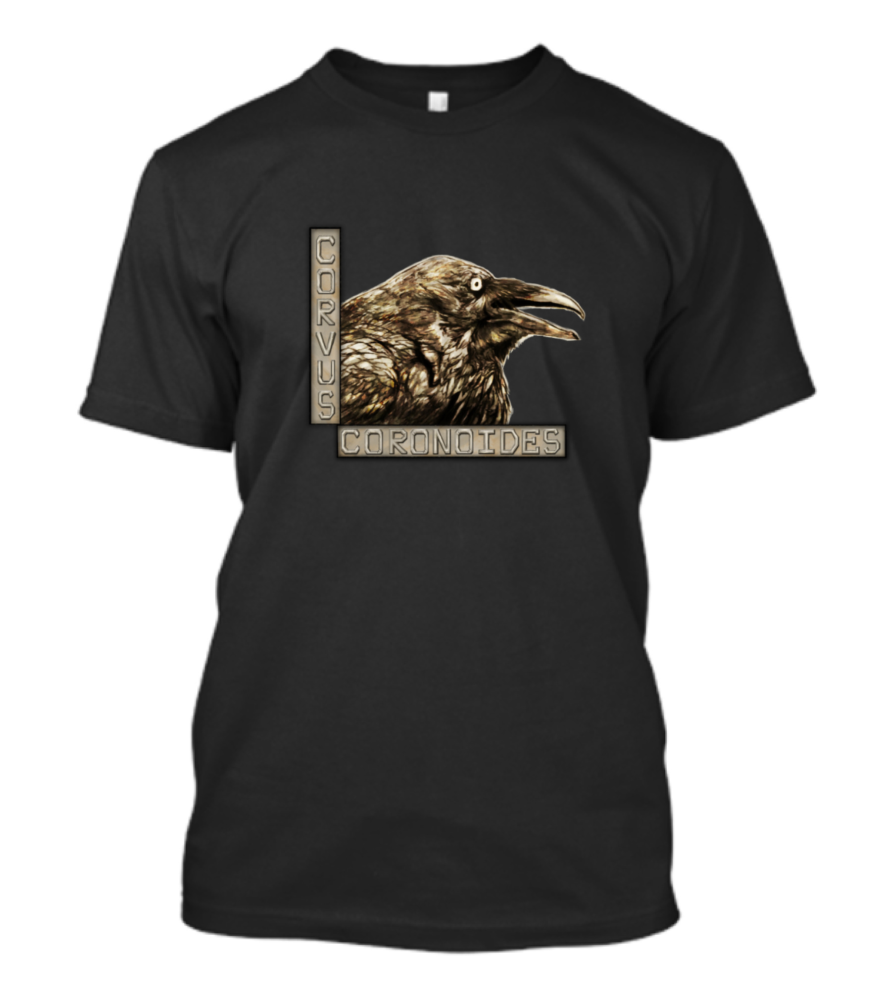 Corvus Coronoides Australian Raven Illustration With Detailed Text Elements T-Shirt