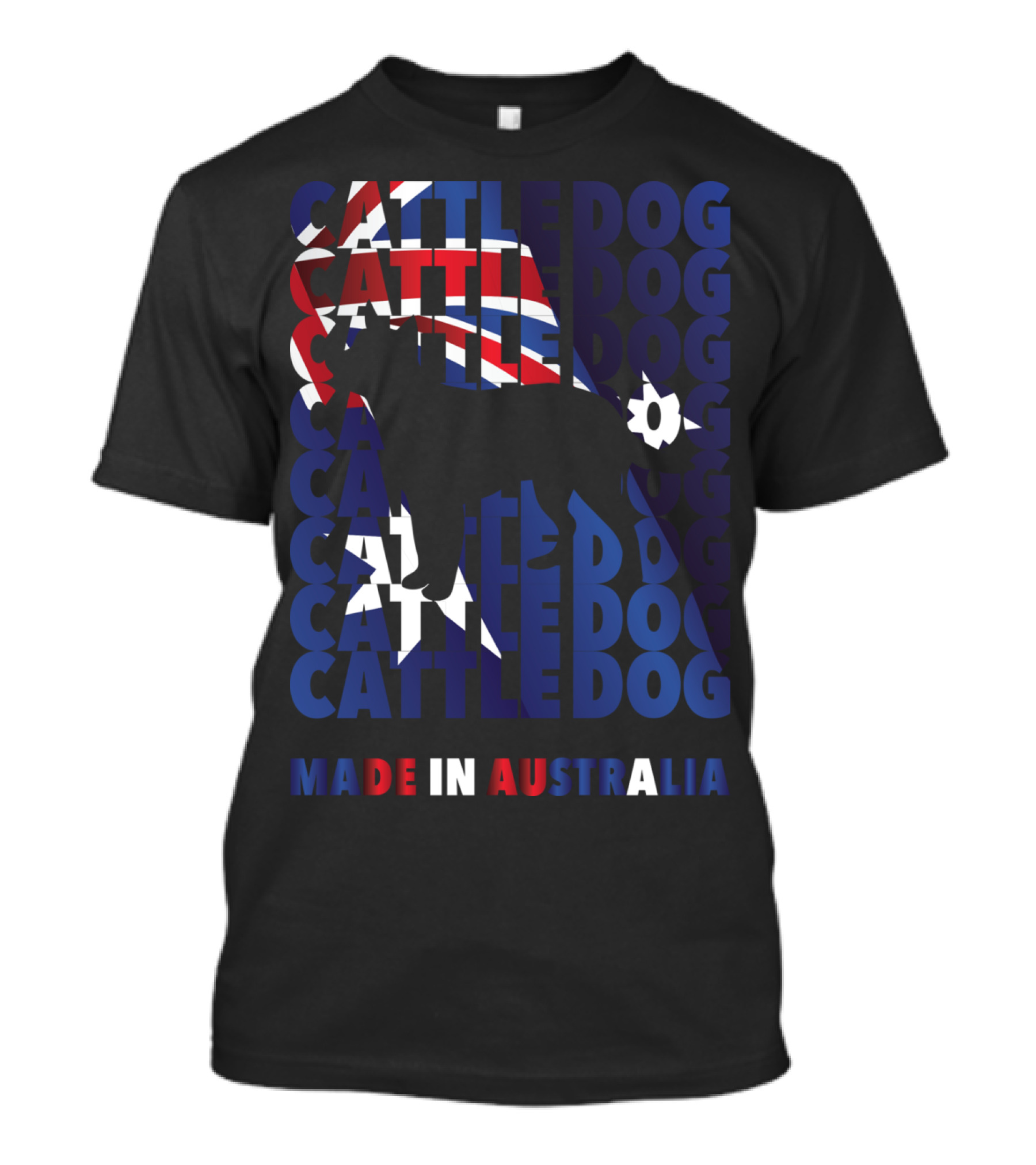 Cattle Dog Silhouette With Australian Flag And Made In Australia Text T-Shirt