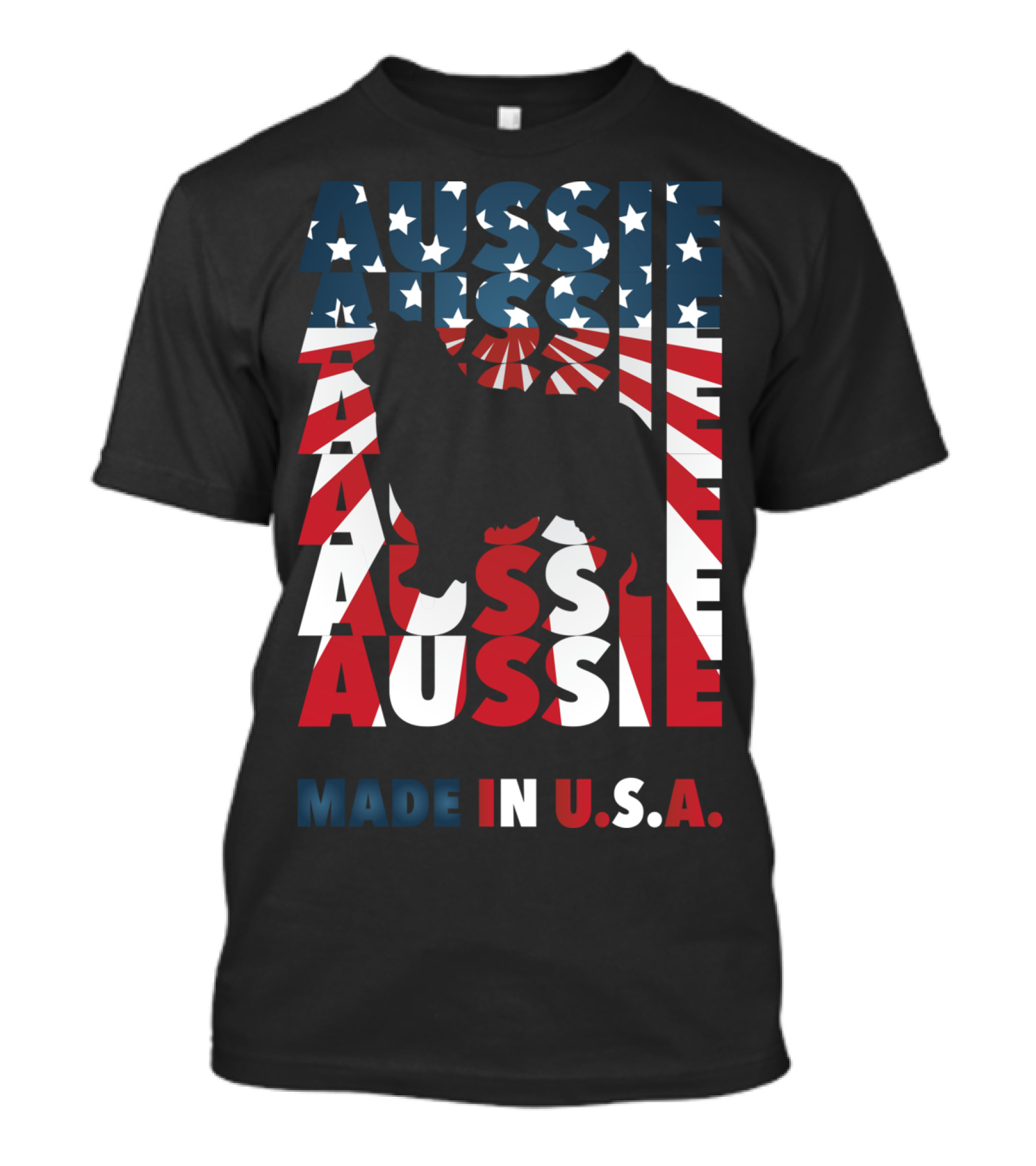 Aussie Flag Silhouette Made In U.S.A. Text T-Shirt