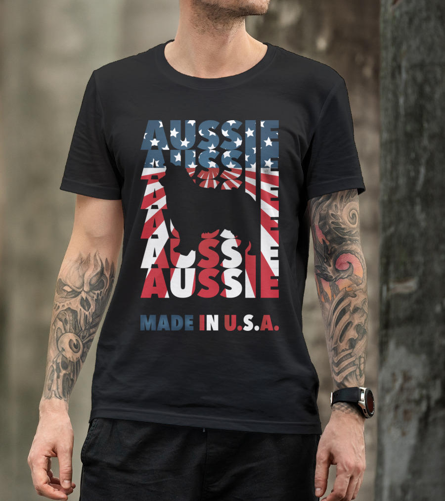 Aussie Flag Silhouette Made In U.S.A. Text T-Shirt