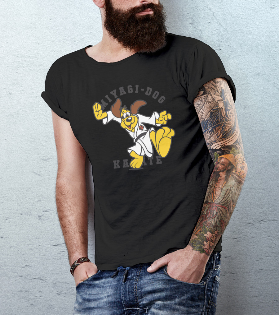 Miyagi-Dog Karate Puppy In Gi With Martial Arts Pose T-Shirt