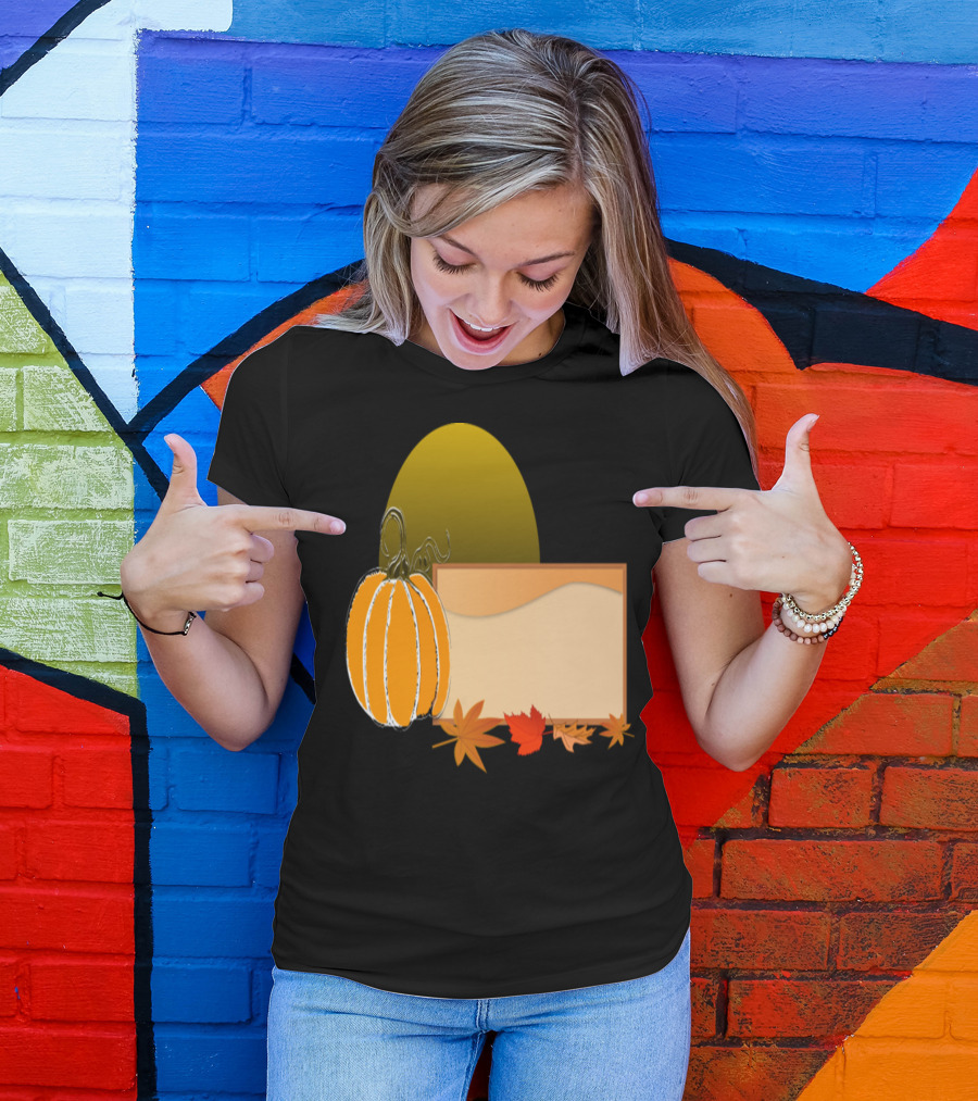 Pumpkin Autumn Leaves Signage Banner T-Shirt