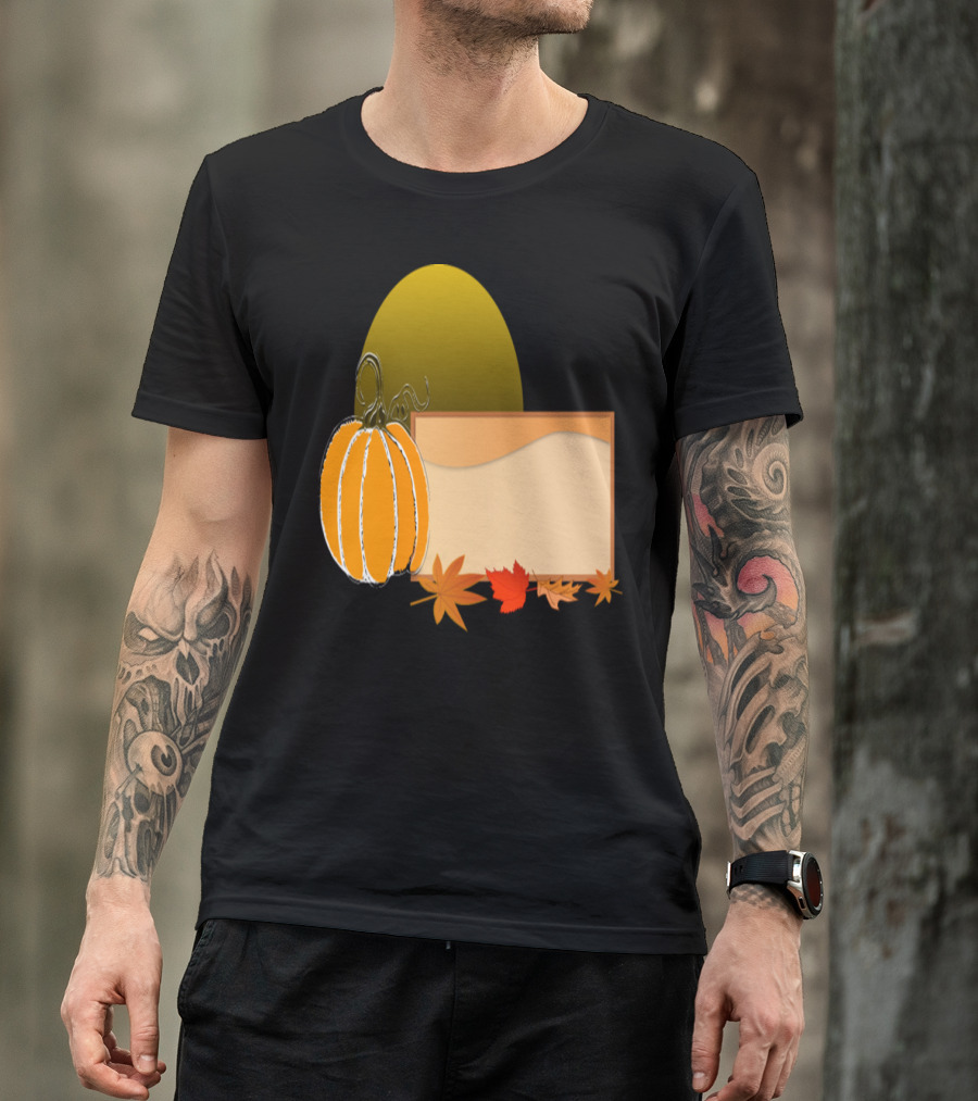 Pumpkin Autumn Leaves Signage Banner T-Shirt