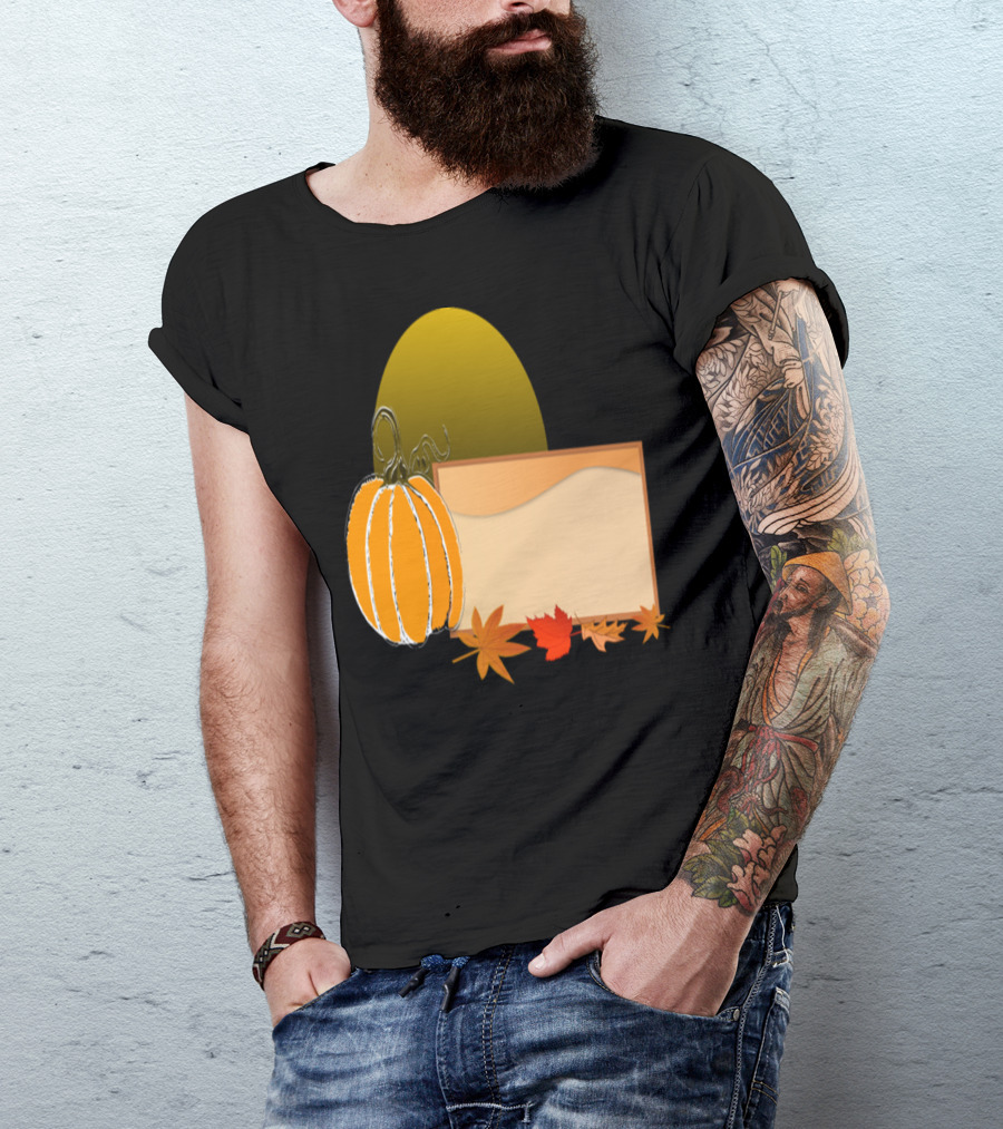 Pumpkin Autumn Leaves Signage Banner T-Shirt