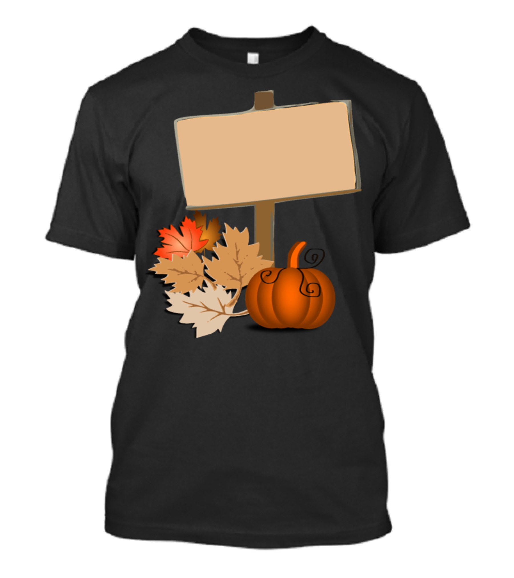 Wood Sign Pumpkin With Autumn Leaves T-Shirt