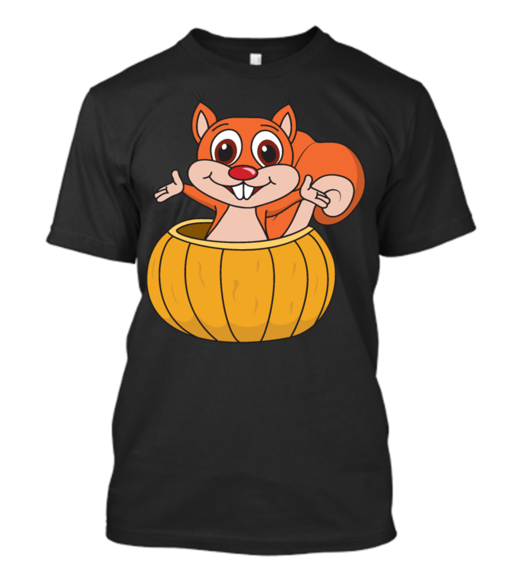 Halloween Squirrel Inside Pumpkin Cartoon T-Shirt