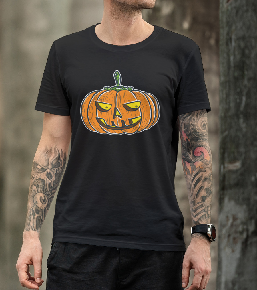 Evil Grin Nasty Laugh Pumpkin Face Halloween T-Shirt