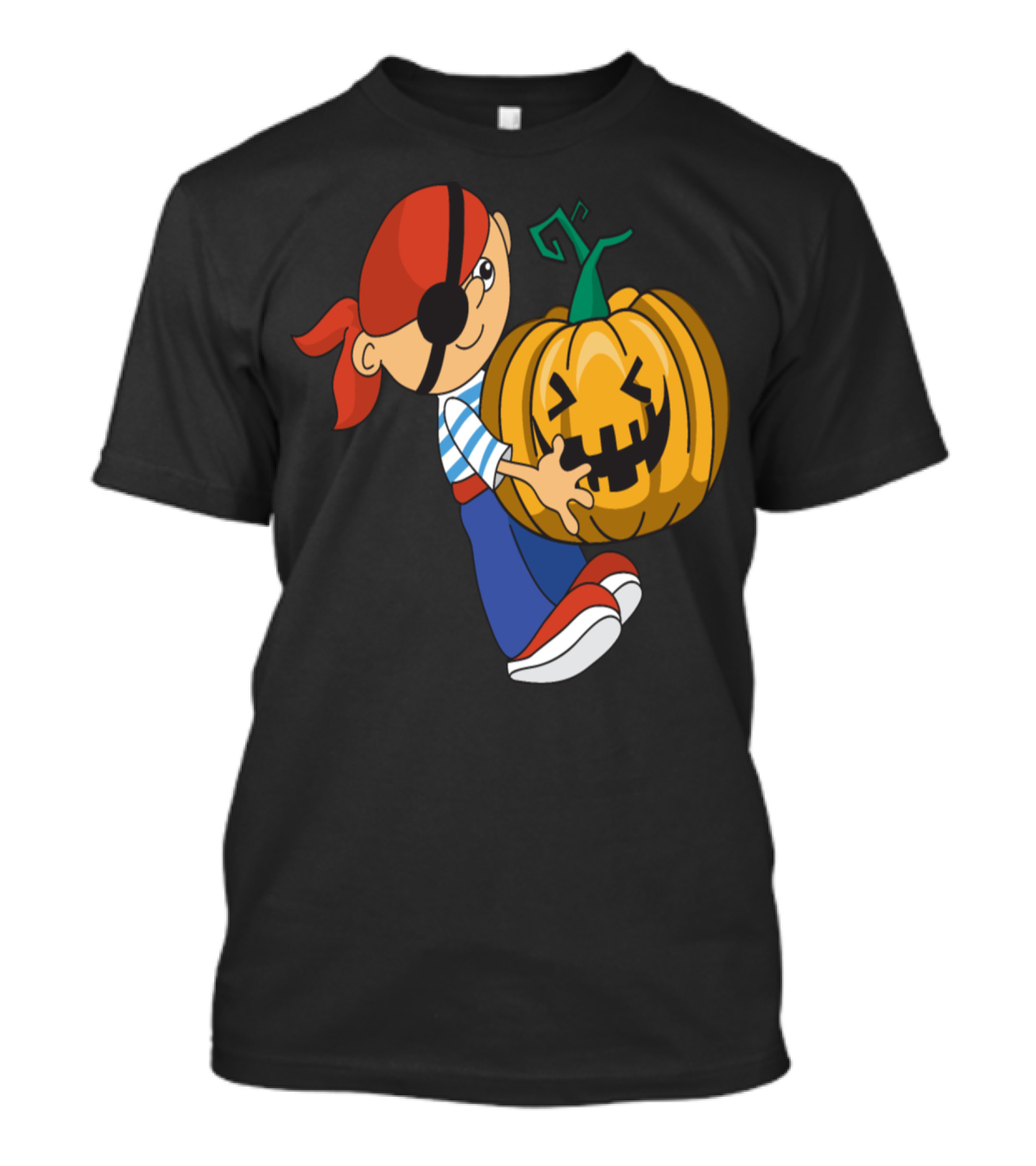 Playful Pirate With Grinning Pumpkin Halloween Fun T-Shirt