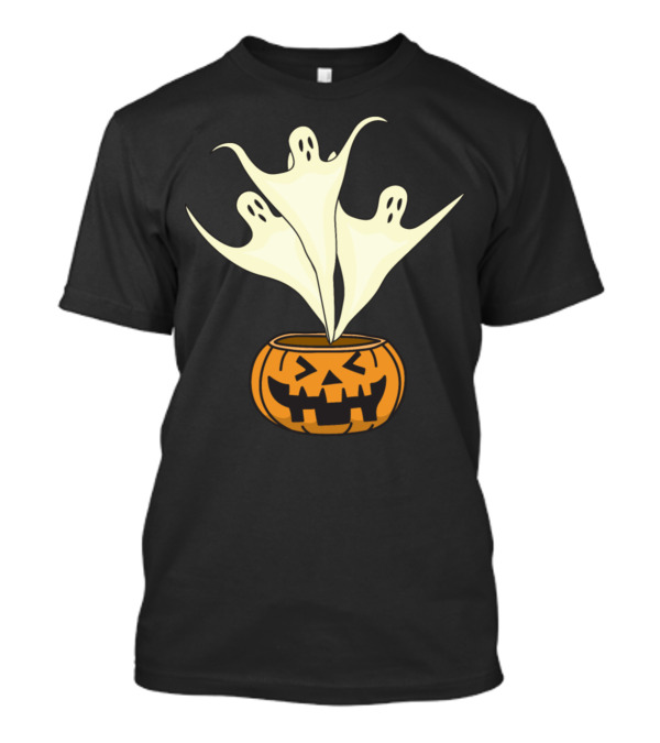 Happy Halloween Ghosts Emerging From Jack-O'-Lantern Pumpkin T-Shirt