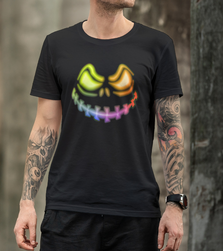 Halloween Pumpkin Face Vibrant Neon Colors T-Shirt