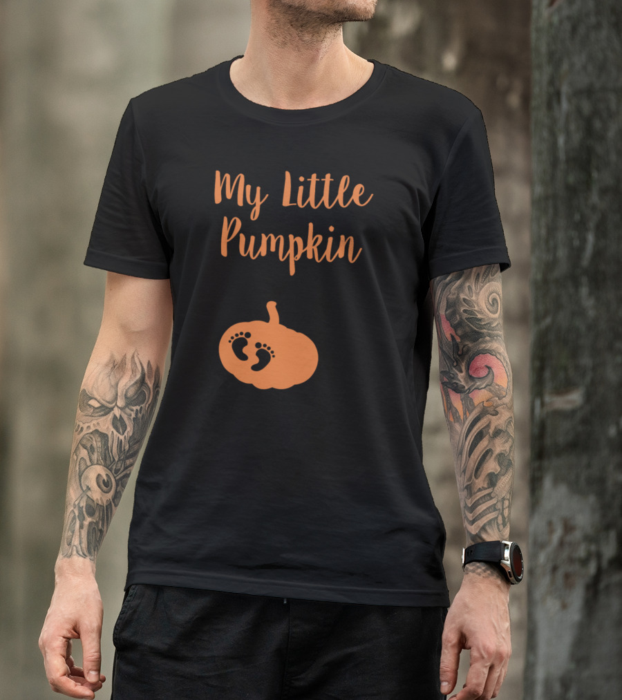 My Little Pumpkin With Baby Feet Pregnancy Announcement T-Shirt