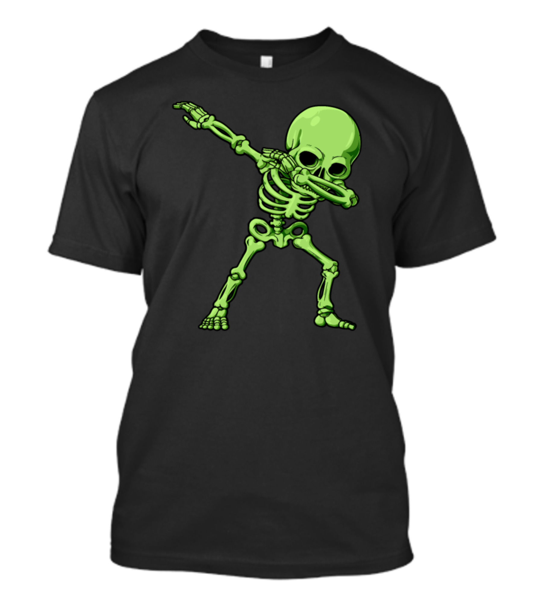 Dabbing Neon Green Skeleton Pose T-Shirt