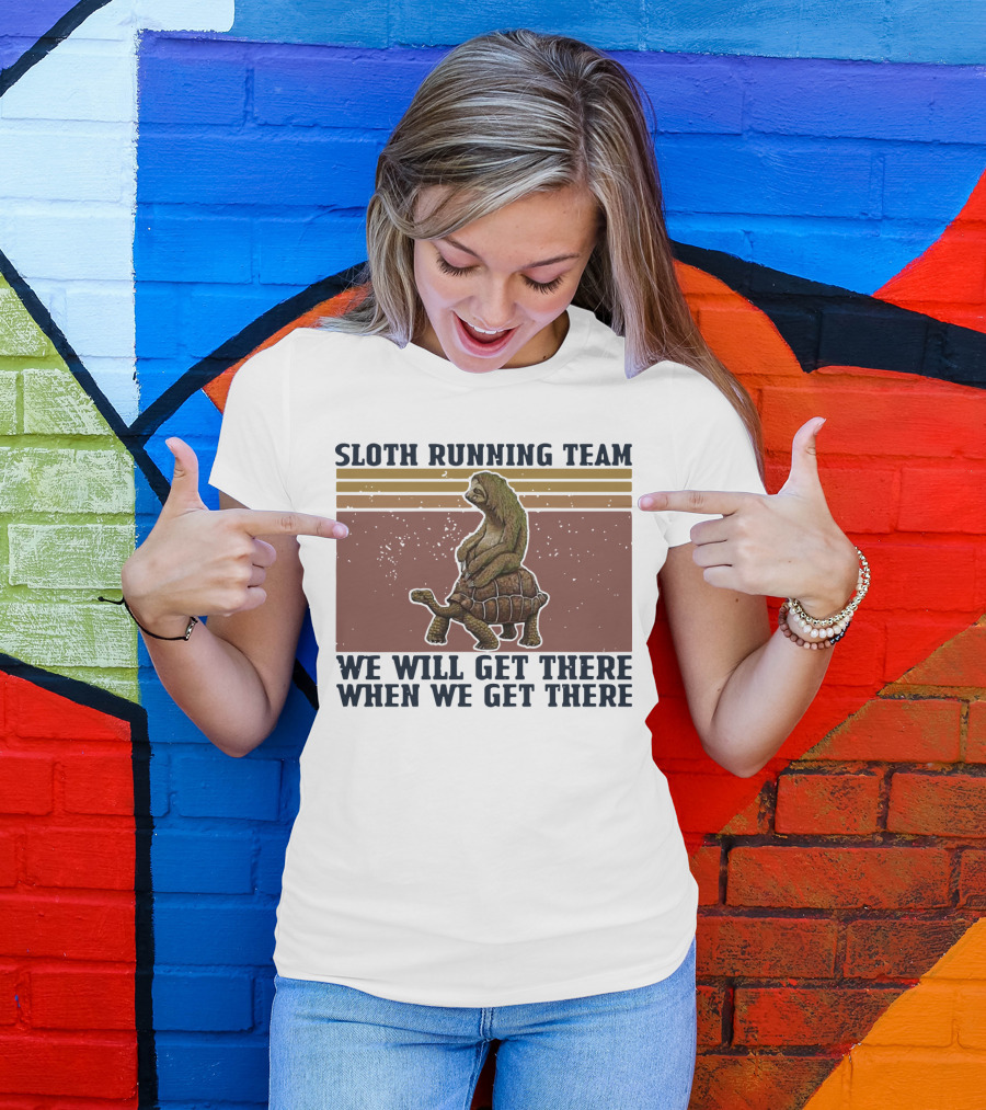 Sloth Running Team We Will Get There When We Get There Vintage Turtle T-Shirt