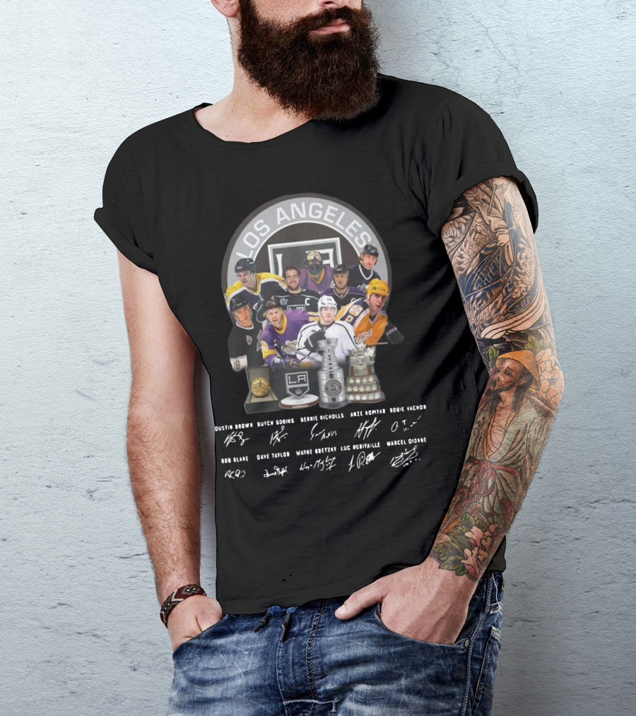 Los Angeles Kings Legends With Player Signatures And Iconic Hockey T-Shirt