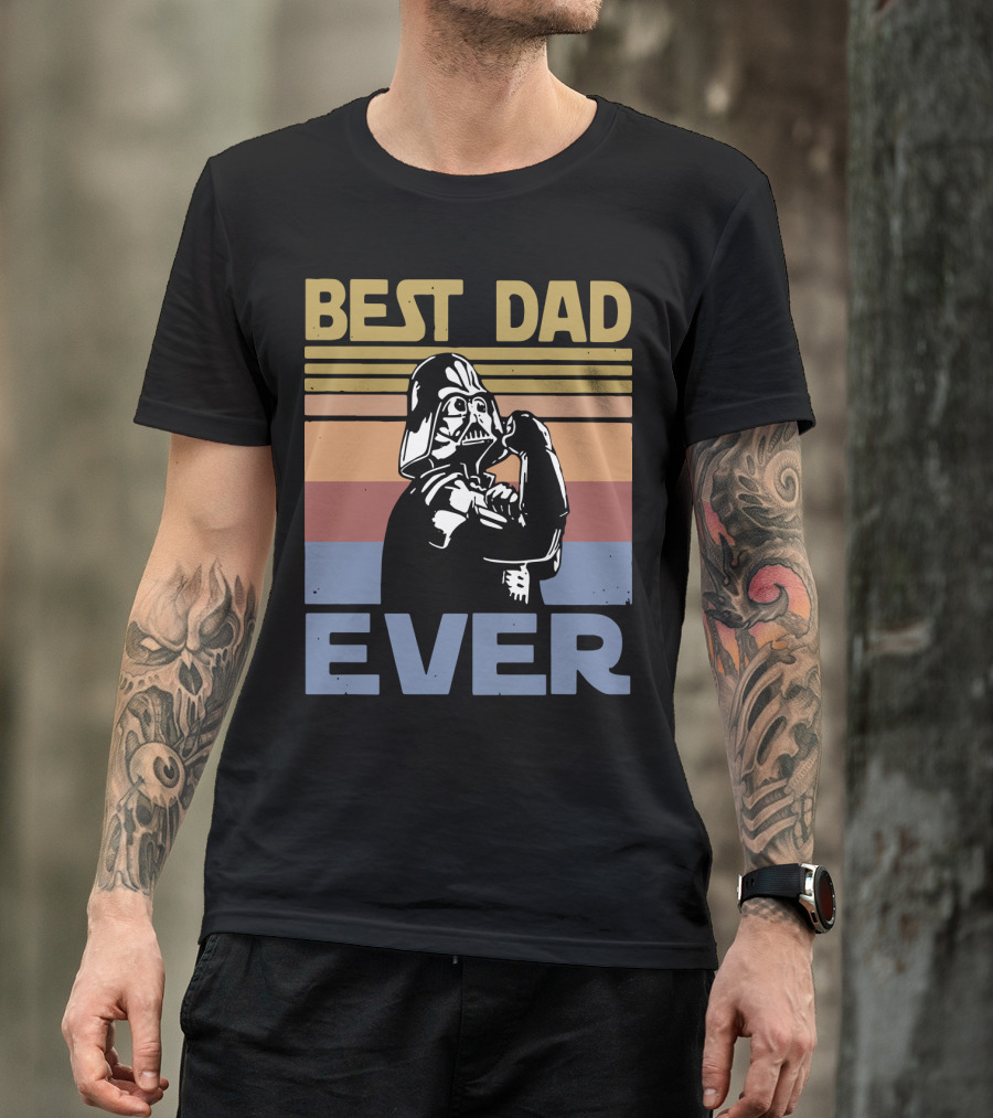 Vintage Best Dad Ever Darth Vader Retro Stripes T-Shirt