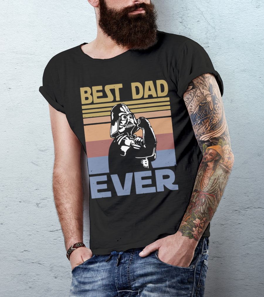 Vintage Best Dad Ever Darth Vader Retro Stripes T-Shirt