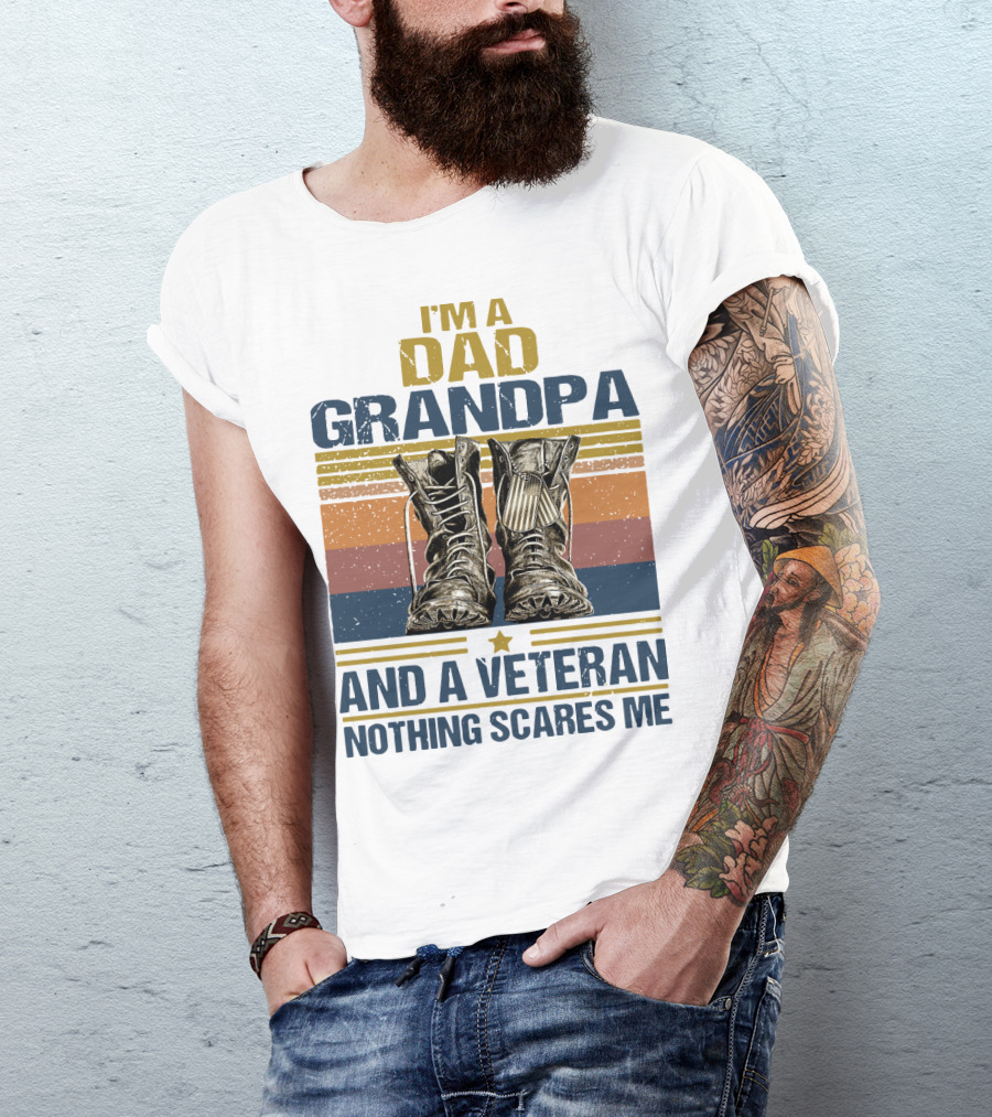 I'm A Dad Grandpa And A Veteran Nothing Scares Me Vintage Shoes T-Shirt