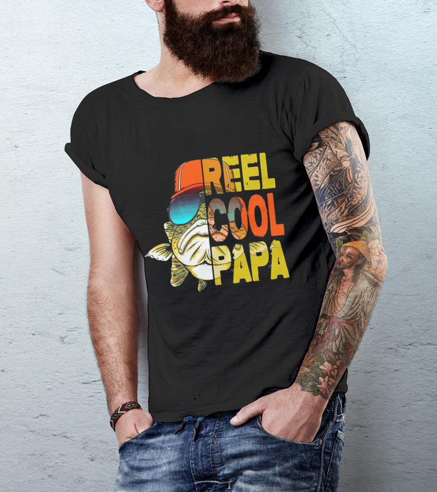 Reel Cool Papa Fish With Sunglasses And Cap T-Shirt