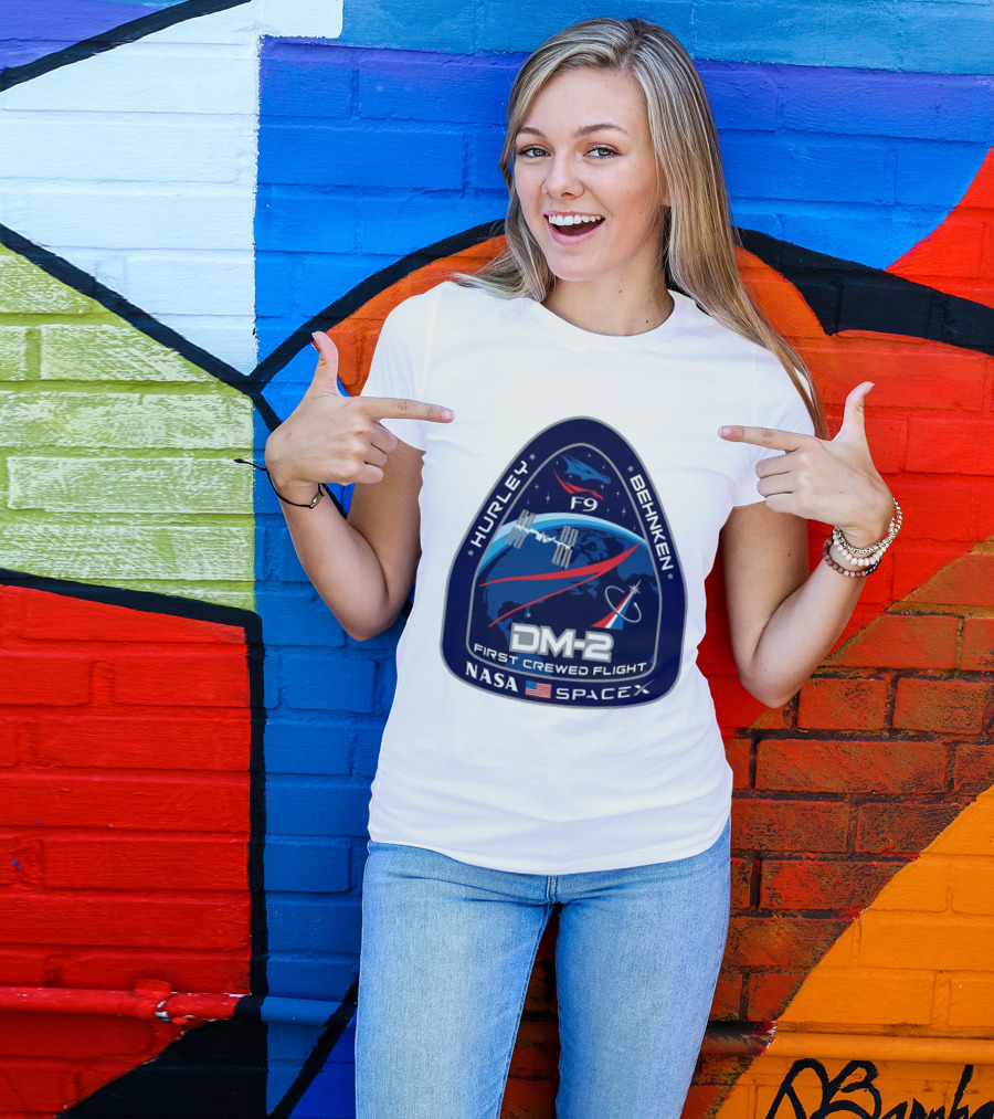 Nasa Spacex DM-2 Hurley Behnken First Crewed Flight F9 Badge T-Shirt