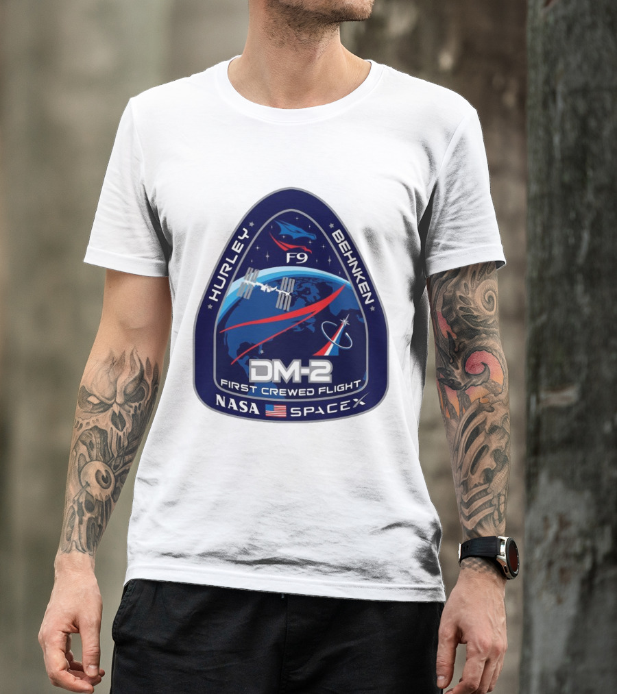 Nasa Spacex DM-2 Hurley Behnken First Crewed Flight F9 Badge T-Shirt