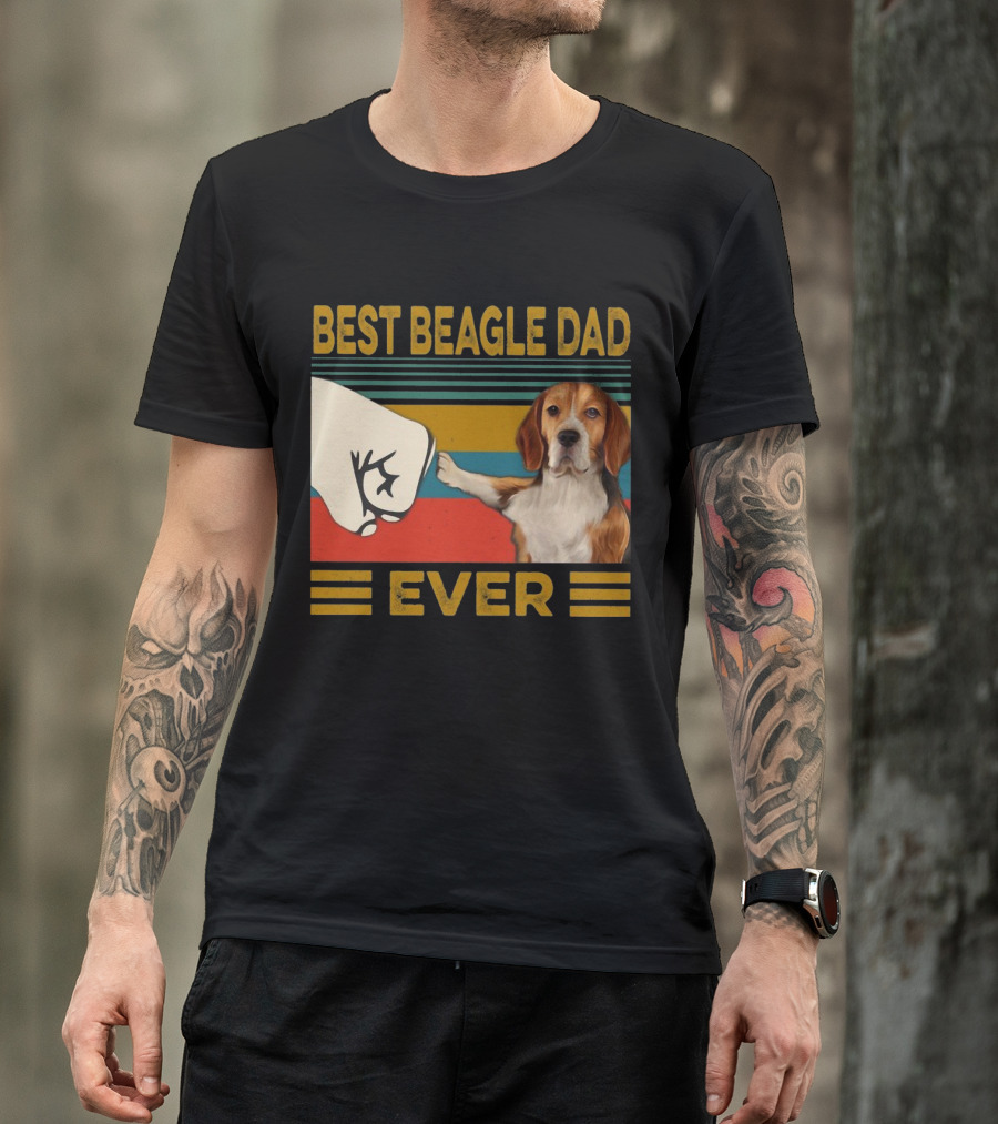 Best Beagle Dad Ever Retro Fist Bump With Beagle T-Shirt