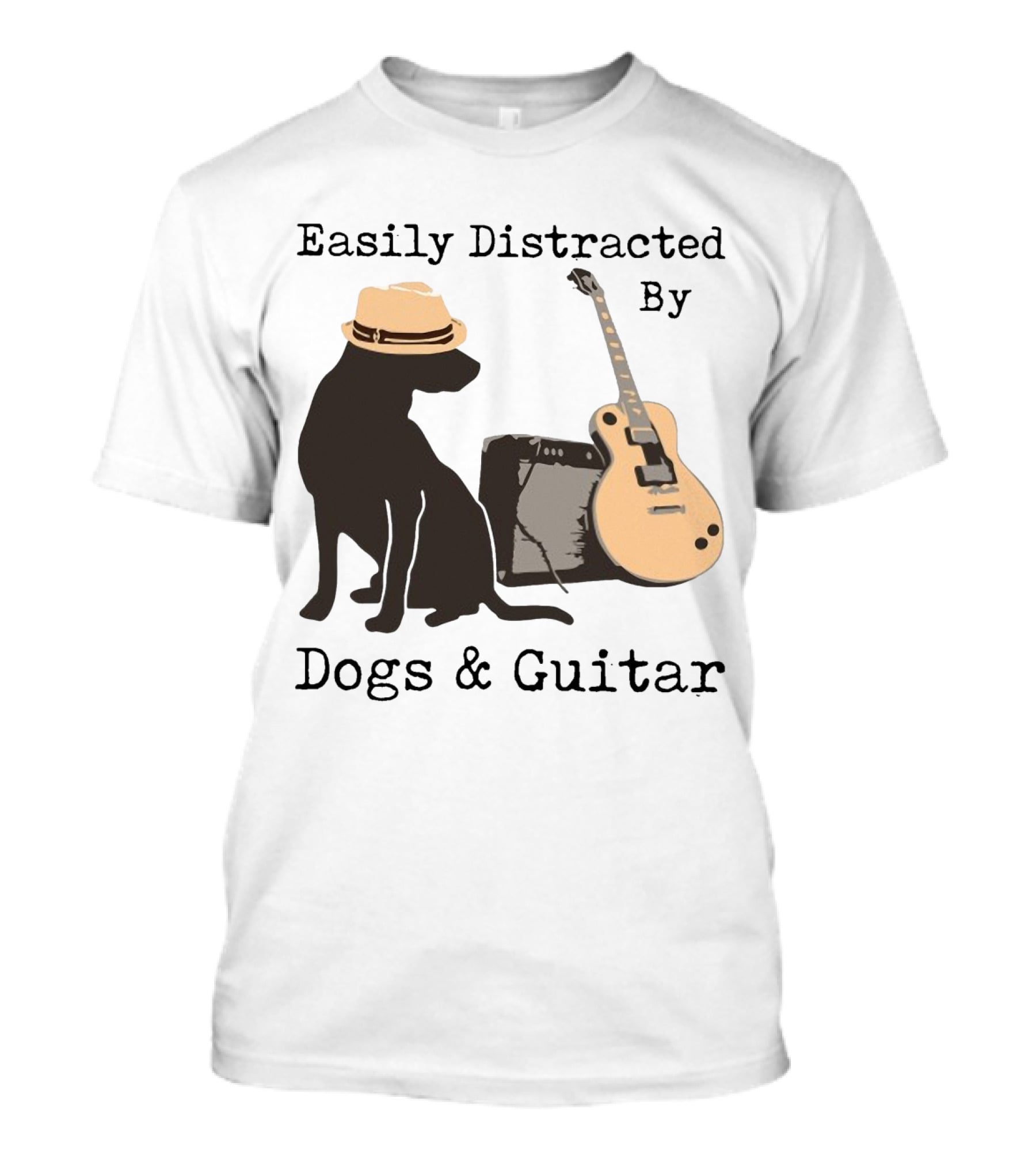 Easily Distracted By Dogs And Guitar Hat And Amplifier T-Shirt