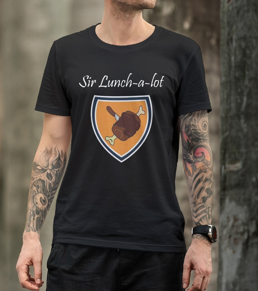 Sir Lunch-a-Lot Medieval Feast Shield Emblem T-Shirt