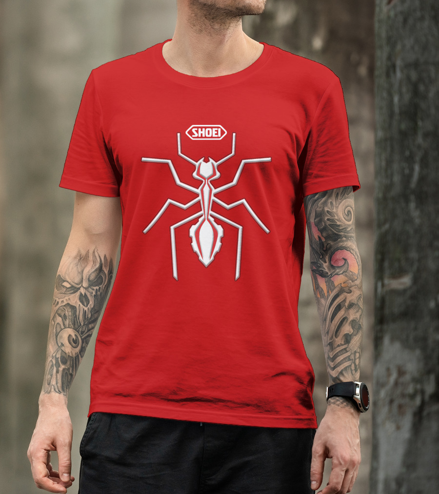 Shoei Logo Red With White Spider Outline T-Shirt